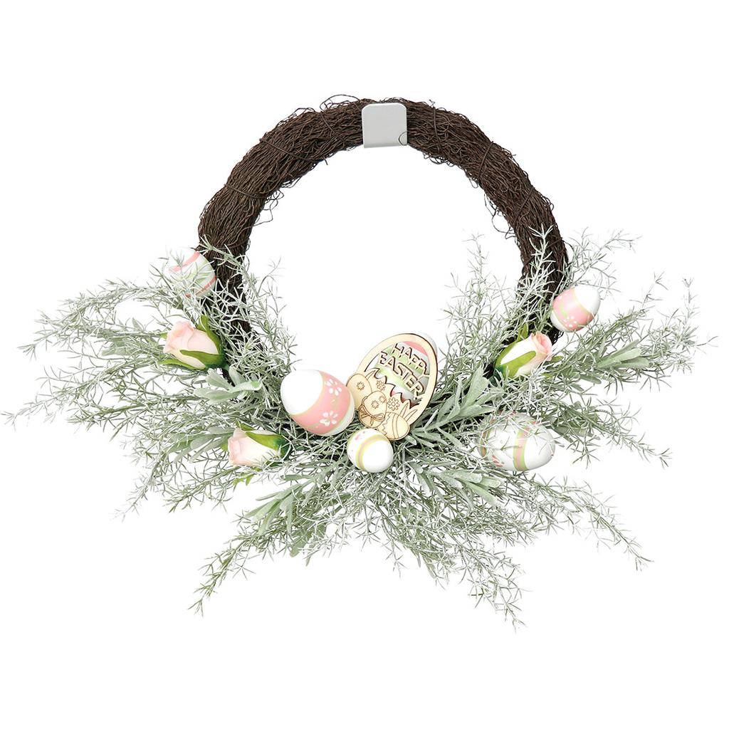 Easter Egg Wreath- Spring Artificial Front Door& Wall Hanging Decor, Garden Style Holiday Wreath for Easter& Valentine's Day