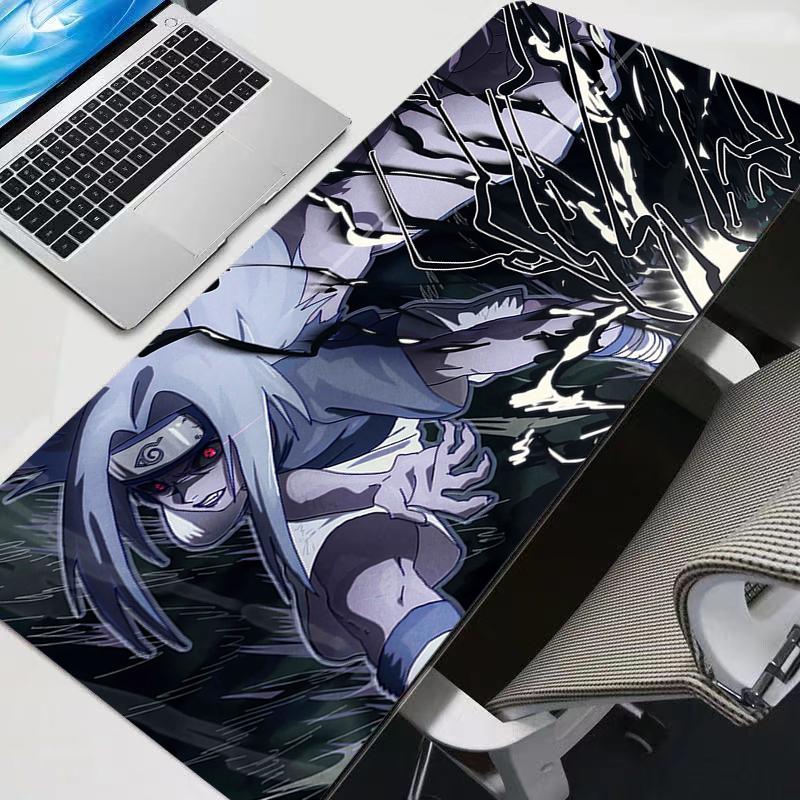 Desk Mat Black And White Mousepad Anime Nnaruto Mouse Pad Pc Accessories Gamer Keyboard Pad Sasuke Uchiha Gaming Extended Mats
