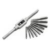 8PCS Straight Slotted Tap Silver High Speed Steel Straight Flutes Screw Threading Tap with Drift Holder for Wood