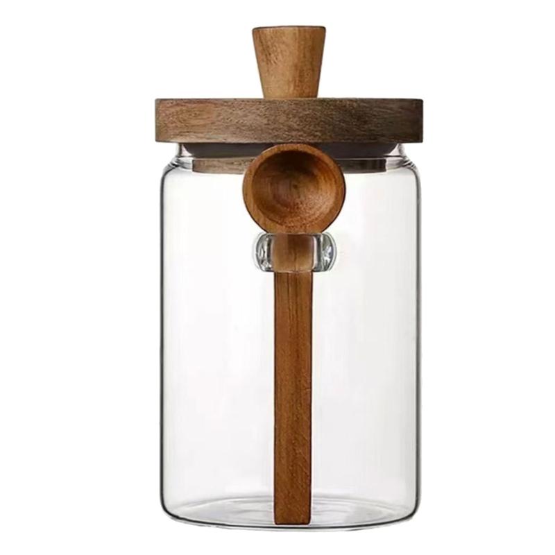 Clear Glass Coffee Canister Airtights Storage Jar For Kitchen Organization