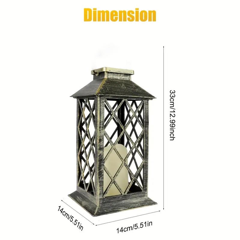 Solar Powered Outdoor Waterproof Courtyard Lights Hollowed Out Candle Holders Pendant Lights Retro Candles for Garden Lawn Patio