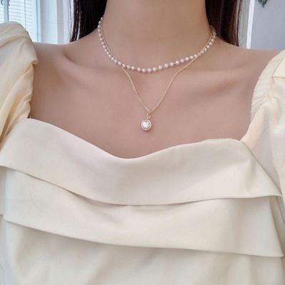 Elegante 2021 Doppelschichtige Perlenkette - Luxus Goldene Perle, Vielseitiger Retro INS-Stil
