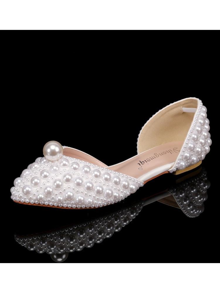 Summer New Women's Pearl Flat Shoes Fashionable, Sexy, Comfortable Mary Jane Large Flat Sandals