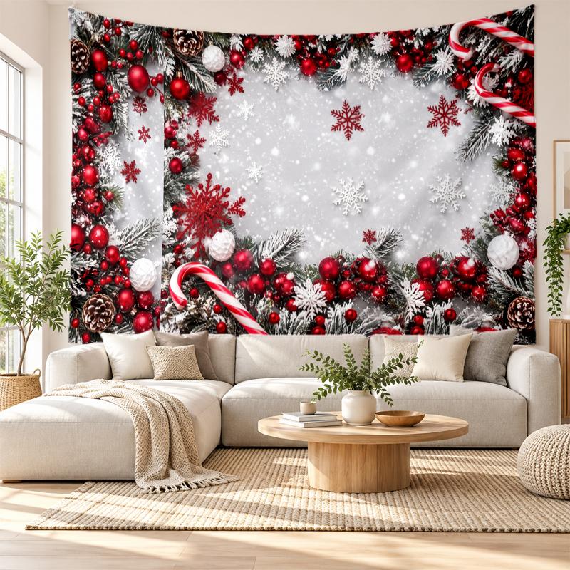 Yatak Odası Oturma Odası Duvar Dekorasyonu İçin Noel Baskılı Duvar Halısı Tatil Hediyesi
