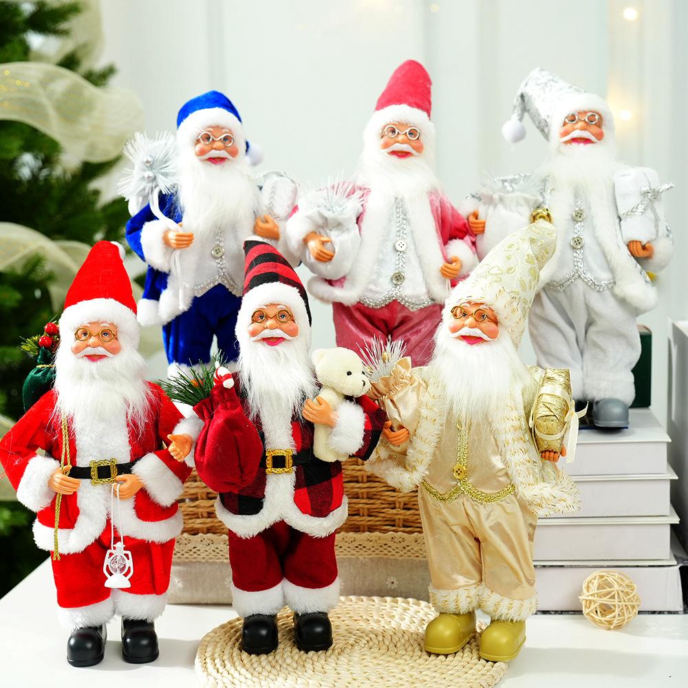 30cm Cute Santa Claus Doll Standing Santa Claus Statue 2025 Xmas Tree Ornament Christmas Decor Home Navidad Gift New Year 2026