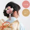 Hagoita Hair Ornament Dull Plum with 21cm for Girls Tsumami-zaiku Hagoita, (Peach) Design, 3-61, Stand, Tall,