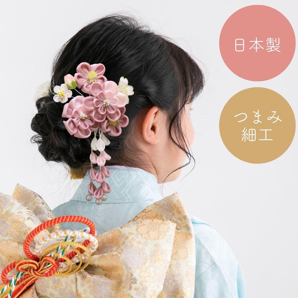 Hagoita Hair Ornament Dull Plum with 21cm for Girls Tsumami-zaiku Hagoita, (Peach) Design, 3-61, Stand, Tall,