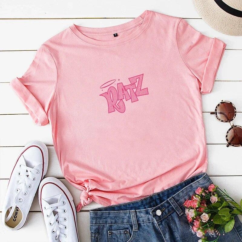 Woman Kawaii Ratz Mouse Tree Print Harajuku Summer Unisex Tshirts Casual Round Neck Short Slee Top Tee Shirt Women T-shirt Drop Ship