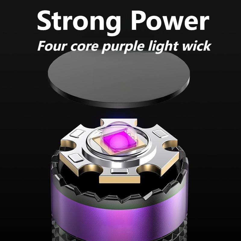 Powerful UV Flashlight 365nm Black Mirror Purple Torch Blacklight USB Rechargeable Ultraviolet Lantern for Pet Urine Detection