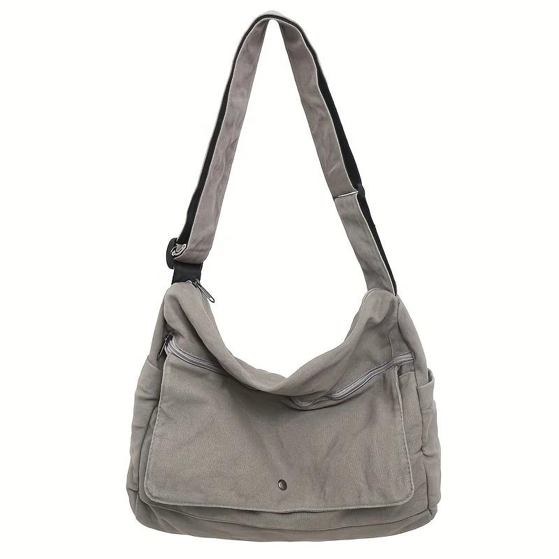 4-Color Large Capacity Canvas Crossbody Hobo Bag - Durable, Adjustable, Trendy Sling