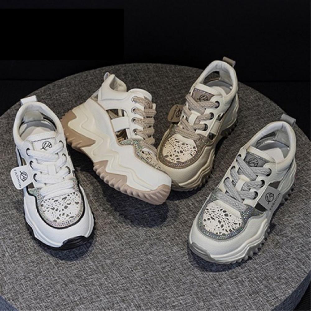 New Arrivals Open Run Women Height Increasing Lace Up Sneakers