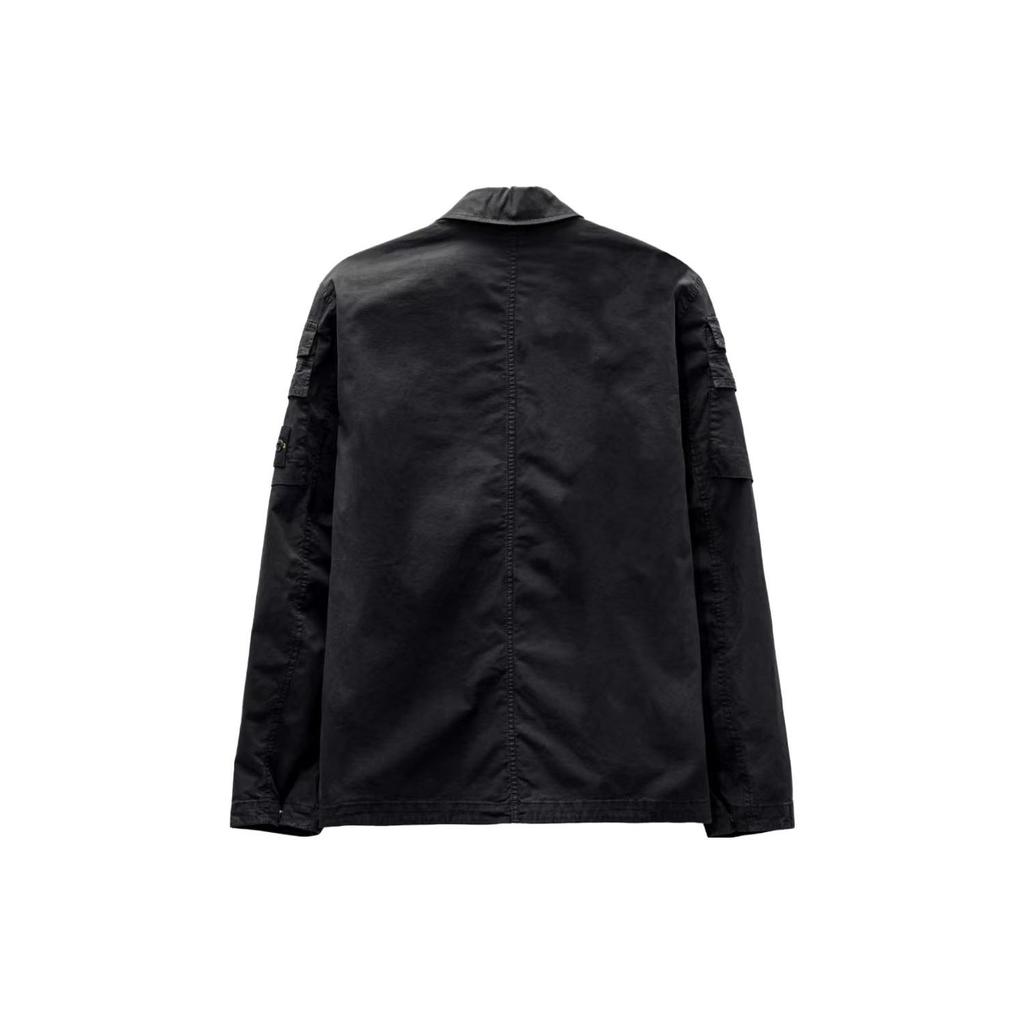 STONE ISLAND Stretch Overshirt Black Men Tops 791510610-V0029