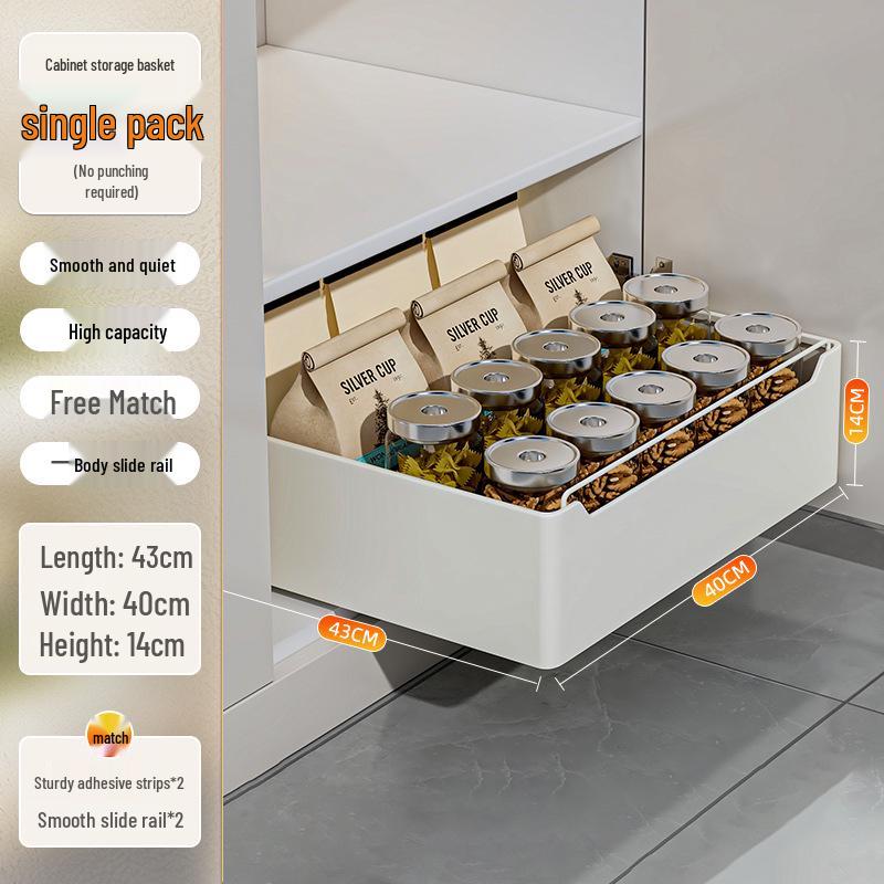 Multi-Functional Kitchen Pull-Out Storage Basket and Organizer Drawer