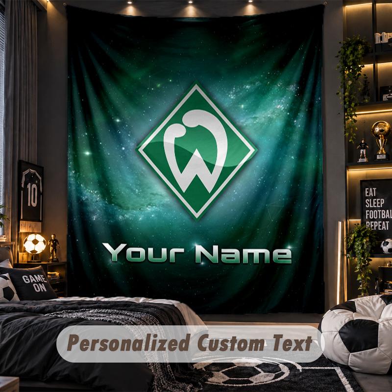 TapestryWerder Bremen FC Custom Name Text Personalized Wall Hanging Tapestry Home Wall Decor