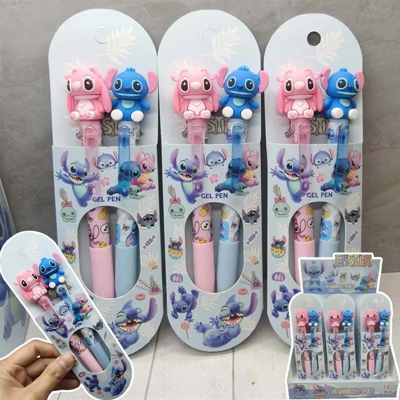 MINISO 2Pcs/set Stitch Gel Pens Kawaii Ballpoint Pen Cartoon Printing Writing Pen Students Stationery Office Supplies Kids Gifts