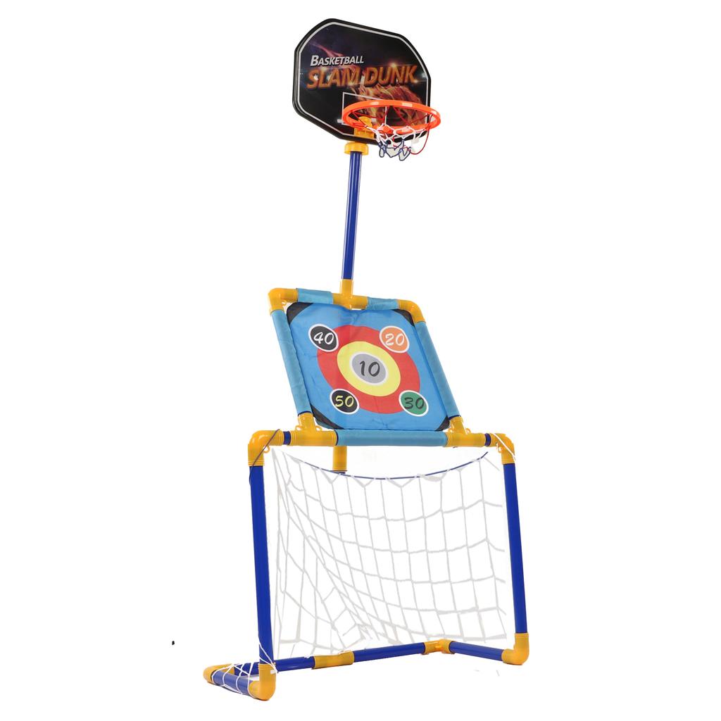 3 in 1 Sports Toy for Kids Portable Mini Soccer Goal Set with Basketball Board Viscous Ball Target