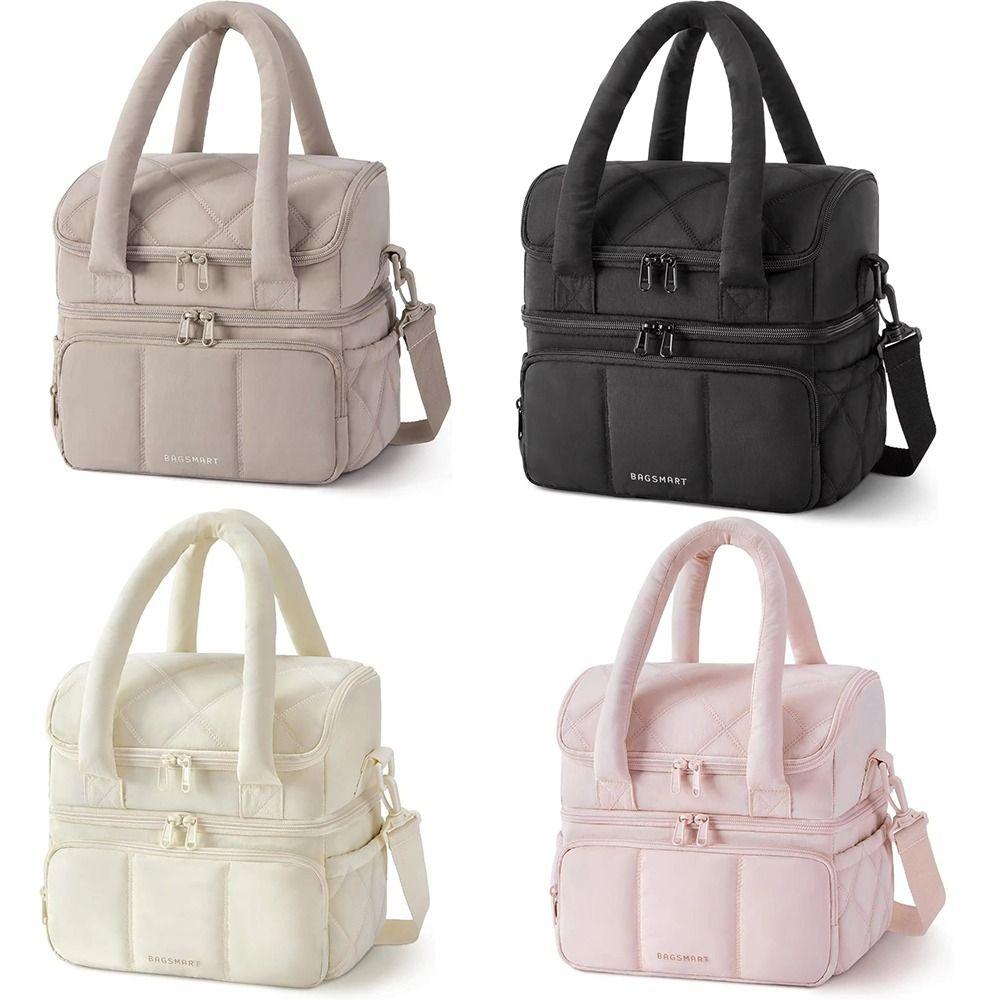 11.8L.High Quality Double Deck Lunch Bag Leakproof Insulated Lunch Box Reusable Durable Puffer Tote Outdoor