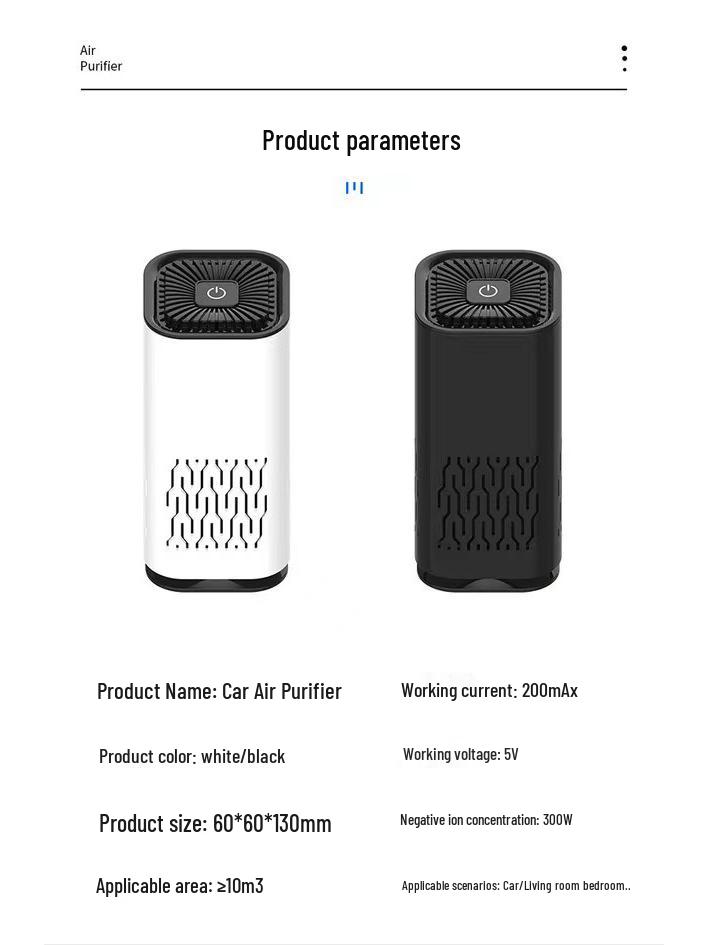 Compact Car Ion Air Purifier: Odor & Smoke Eliminator for Office or Desktop