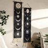 1pcs Bohemian Sun Moon Printed Tapestry Hand-Woven Fringe Wall Hanging Minimalist Home Living Room Background Wall Decor
