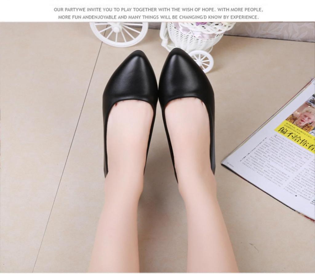 Goodspoon Comfortable for and Formal 1cm Wide Round PU Easy to Size 39 Women's Low-Heel Pumps, Walking, Recruitment, Office, Occasions, Heel, Black,
