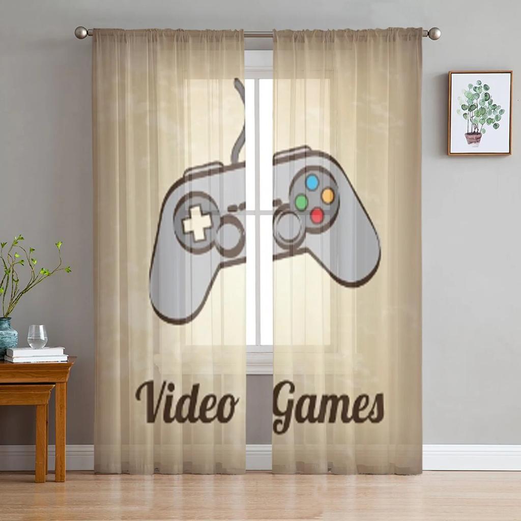 Game Controller Sheer Curtains For Living Room Bedroom Tulle Curtains Kitchen Window Treatments Panel Drapes