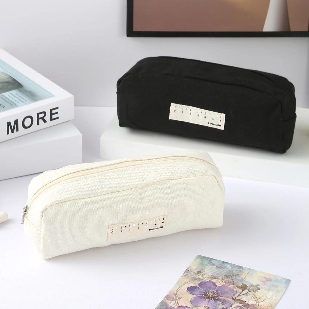 1PC Simple Solid Color Pencil Case Zipper Portable Stationery Storage Bag Outdoor Storage Student Back-to-School Supplies