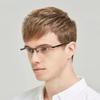 Vintage Business Half Frames Myopia Spectacles Trendy Male's Square Frames Near Sight Spectacles Anti- Blue-Ray Eyeglasses
