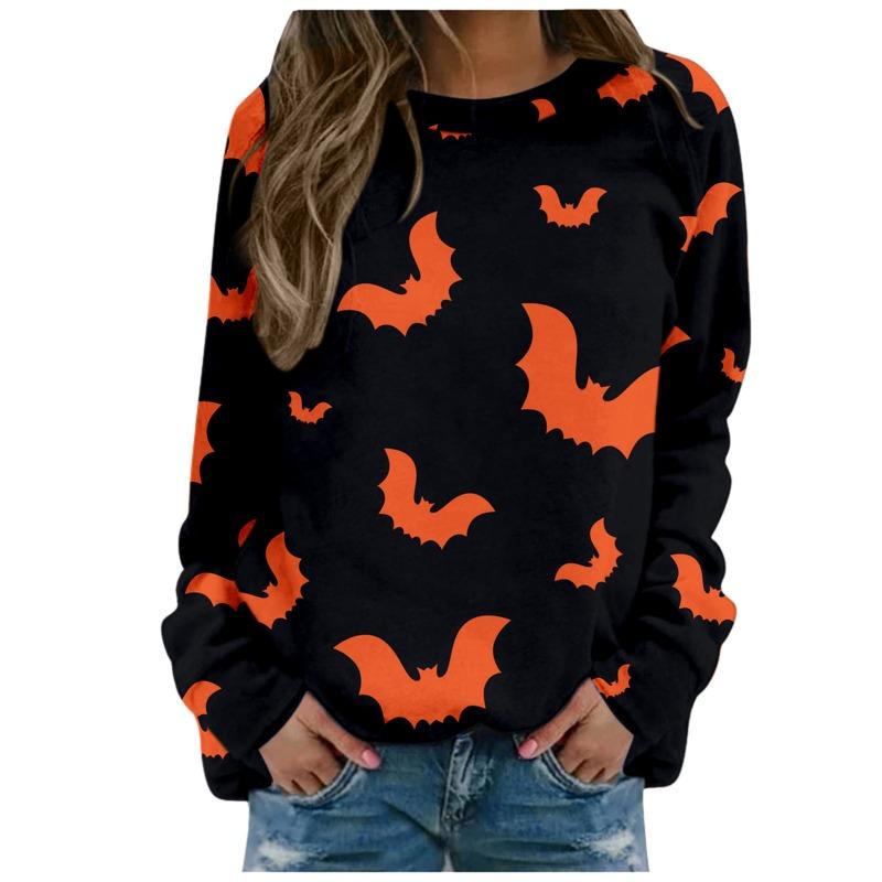Halloween Tops Thin Sweatshirt Fashion Printed T Shirts for Women Clothes Casual T-Shirts Y2k Top Blusas Ropa Mujer Streetwear