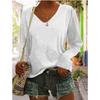 JPNTKY Women's Fashion Casual Solid Color Print V-Neck Long Sleeve Blouses & Shirts