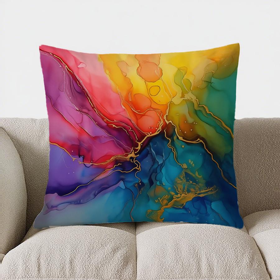 Home Decor Colorful Abstract Ink-Marbled Pattern Cushion Cover Suitable For Sofa Bedroom Car Pillow Cover