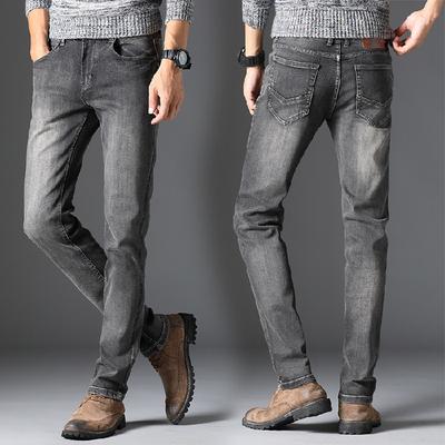 Jeans Cinza Claro Lavado Masculino Casual Reto Off-white Nostalgia Solto Cinza Fumaça Elástico Modelos Primavera Maré