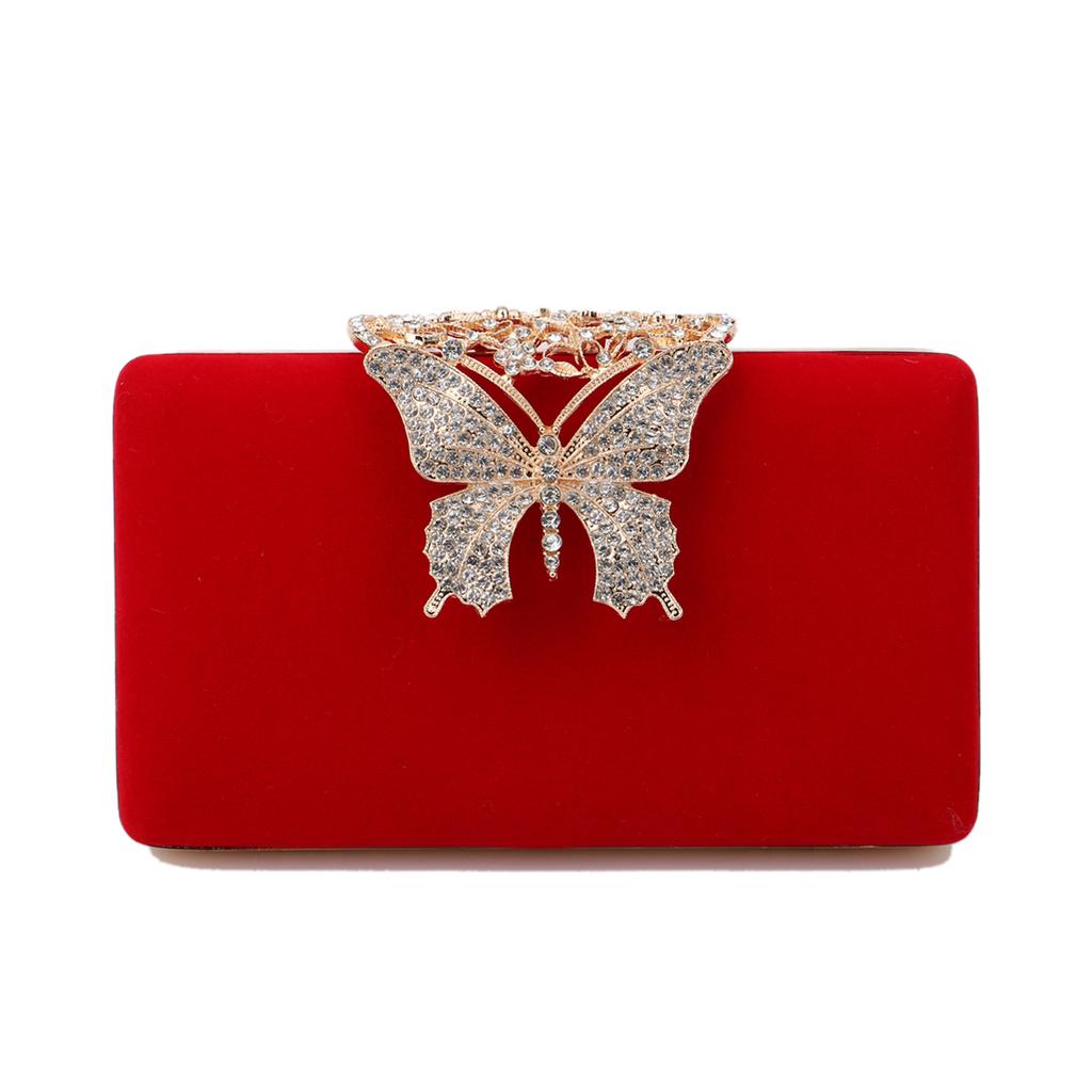 Women Evening Bags Butterfly Golden Day Clutch Rhinestones Shoulder Chain Party Holder Handbags For Fashion Lady Purse