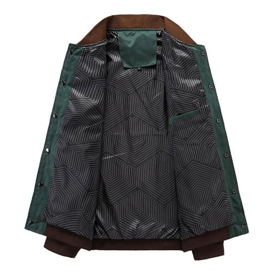 Autumn Men Jacket Color Block Stand Collar Single Breasted Slim Fit Ribbed Cuff Coat Streetwear