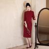 Jufengxuan 2025 Modern Qipao: Elegant Mid-Length Slimming Dress