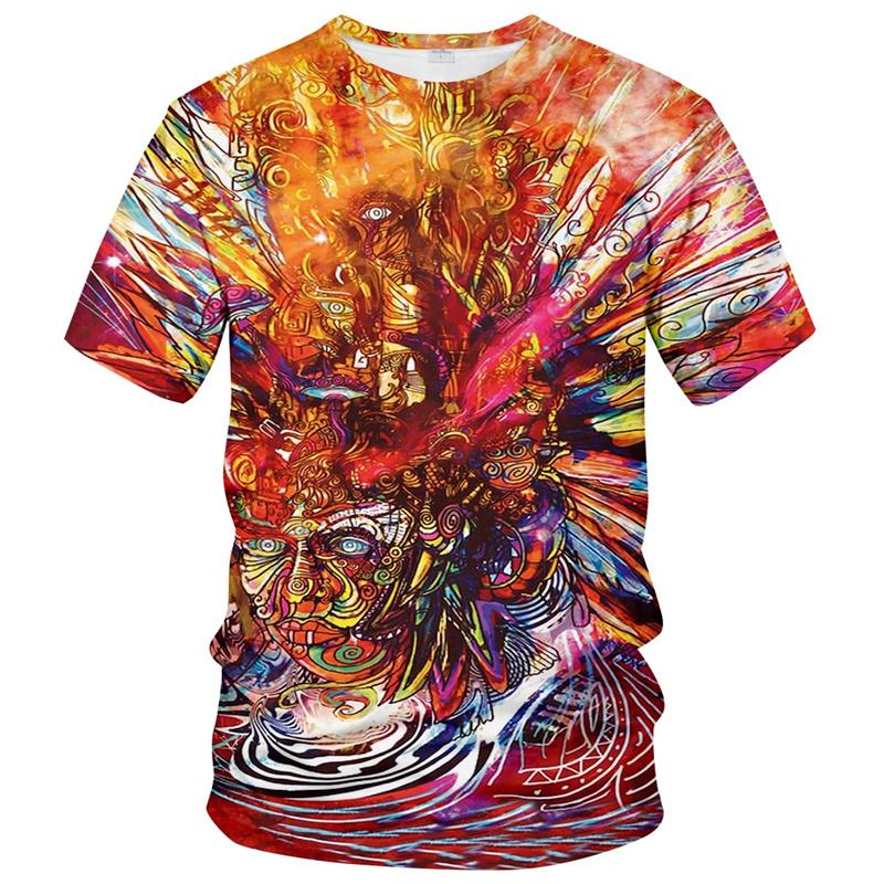 Abstract Phoenix Graphic T Shirt for Men 3D Printed Colorful Streetwear T-shirt y2k Tops Womens