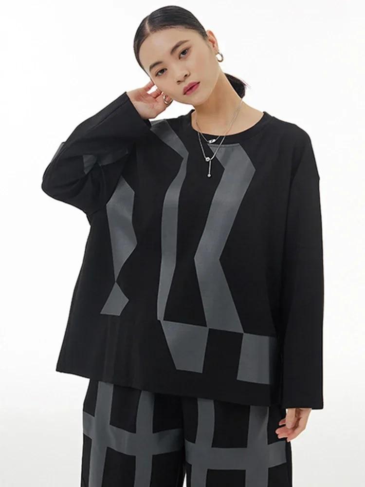 Xitao Lässiges Langarm-T-Shirt für Damen, lockeres Oberteil, HQQ1988