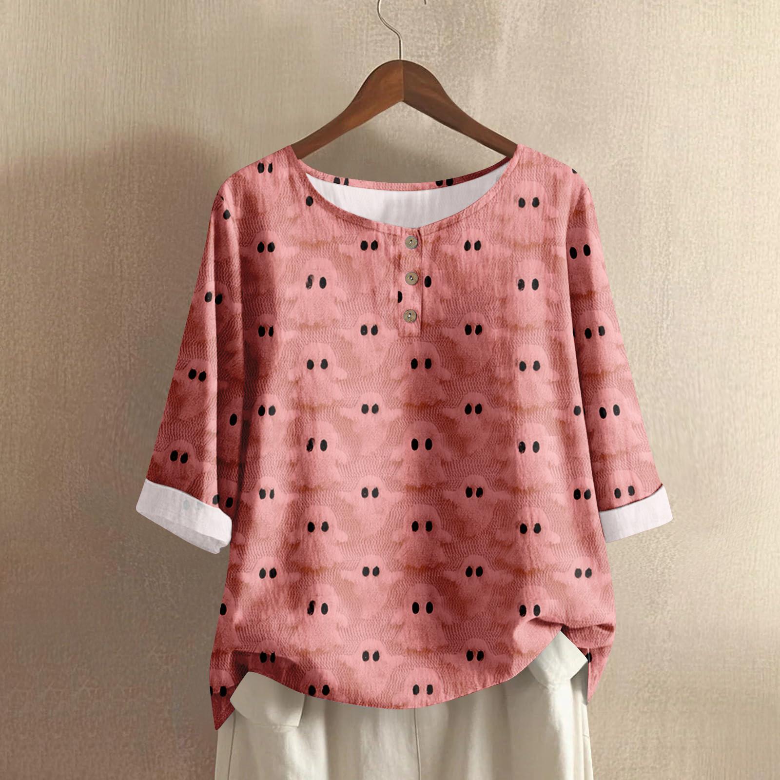 

Женская мода повседневная хэллоуинская принтованная блузка с длинным рукавом и V-образным вырезом XL