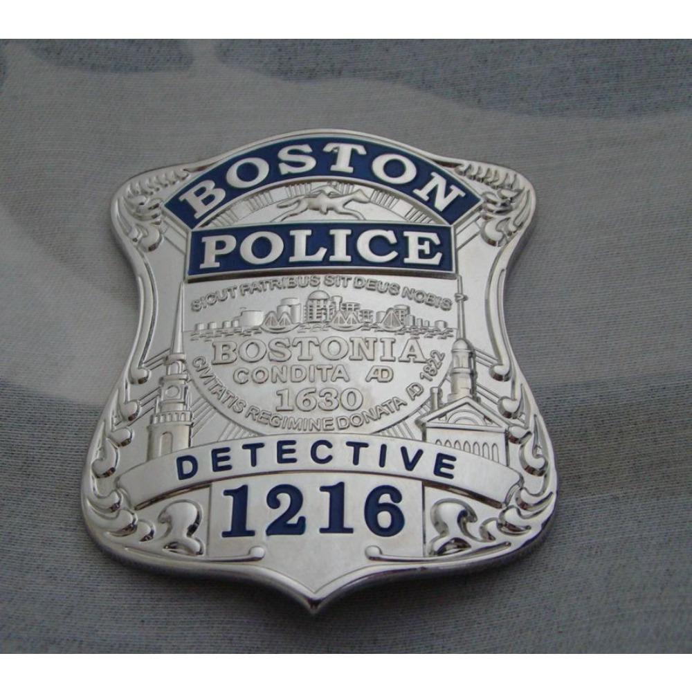 Metal Badge Boston Badge, Silver Solid Copper