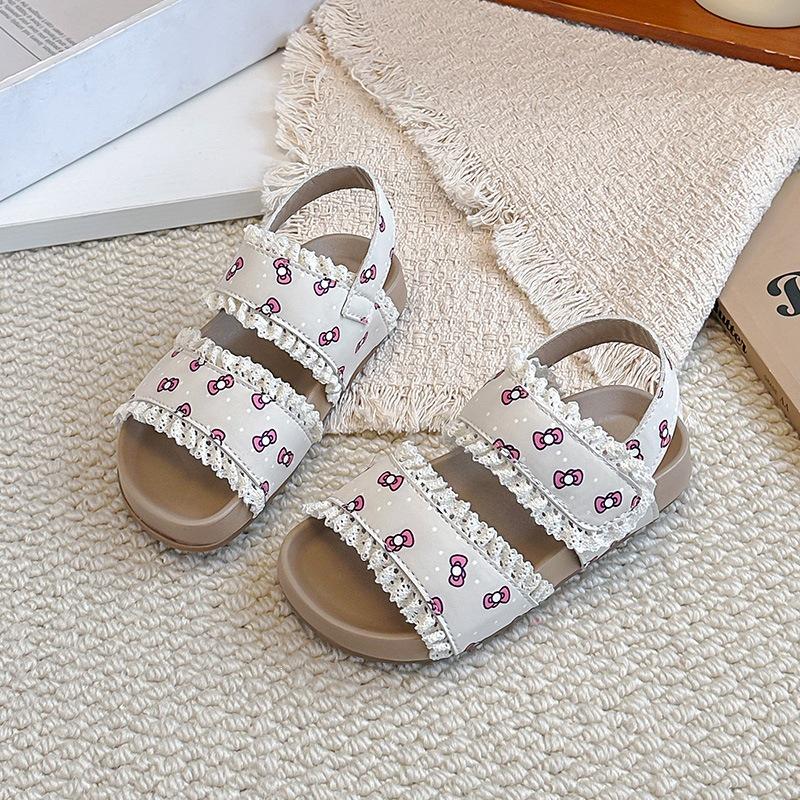 Mori Style Girls  Lace Bow Open-Toe Princess Sandals 22