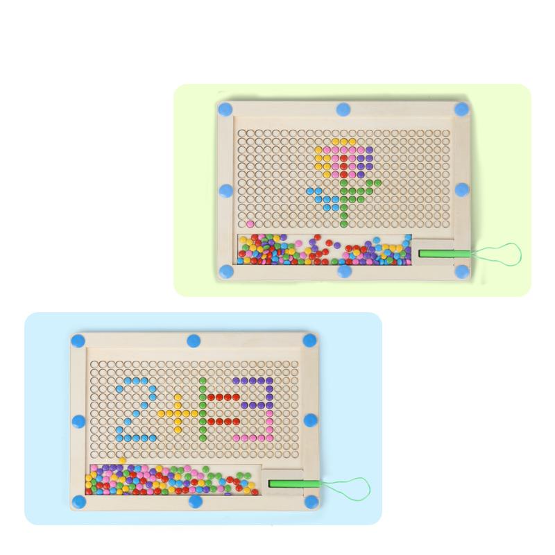Montessori Magnetic Drawing Board for Toddlers Magnet Beads Maze and Pen Drawing Board Educational Sensory Travel Toys
