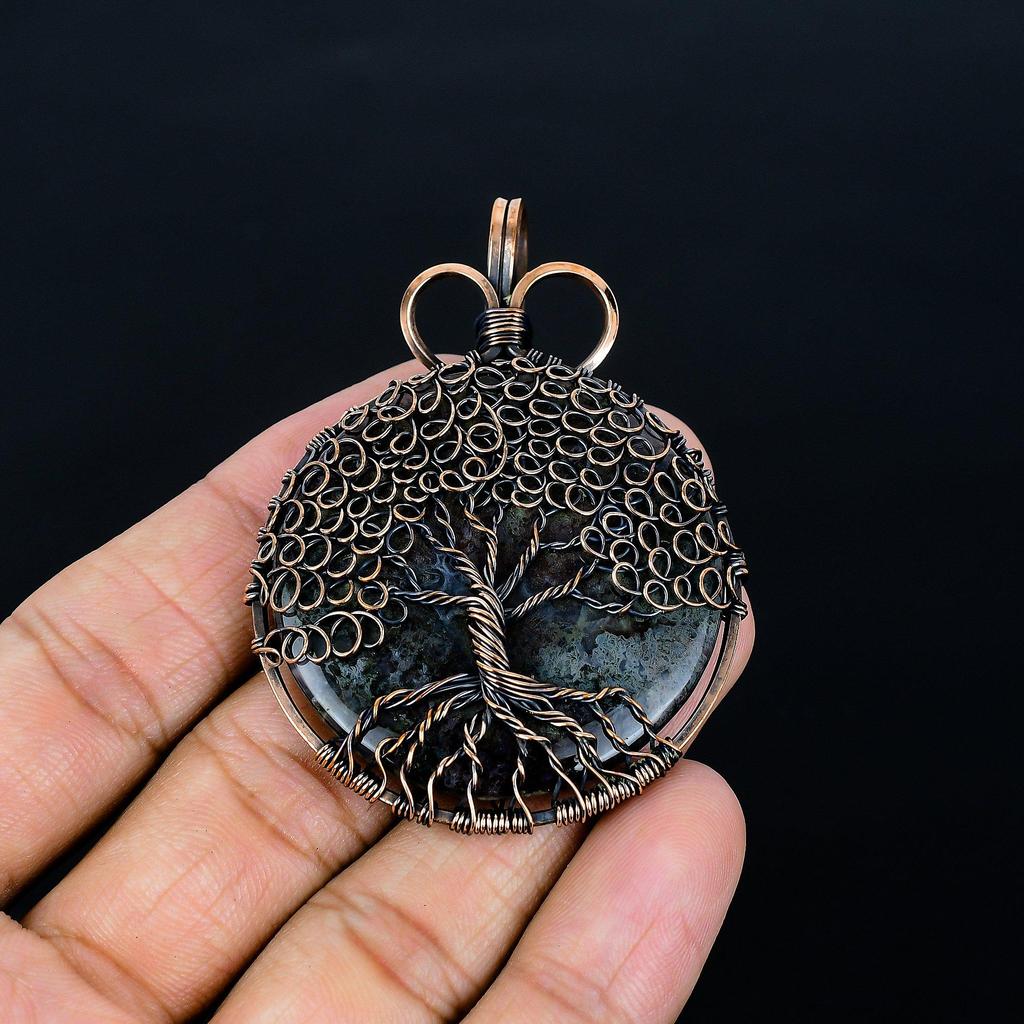 Larivikite 999 Copper Wire Wrapped Pendant, Handmade Gemstone Tree Of Life Pendant Jewelry, Gifts For Wife Brand New Pendant