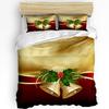 Christmas golden bell red ribbon three-piece quilt cover 3D digital printing bedding set