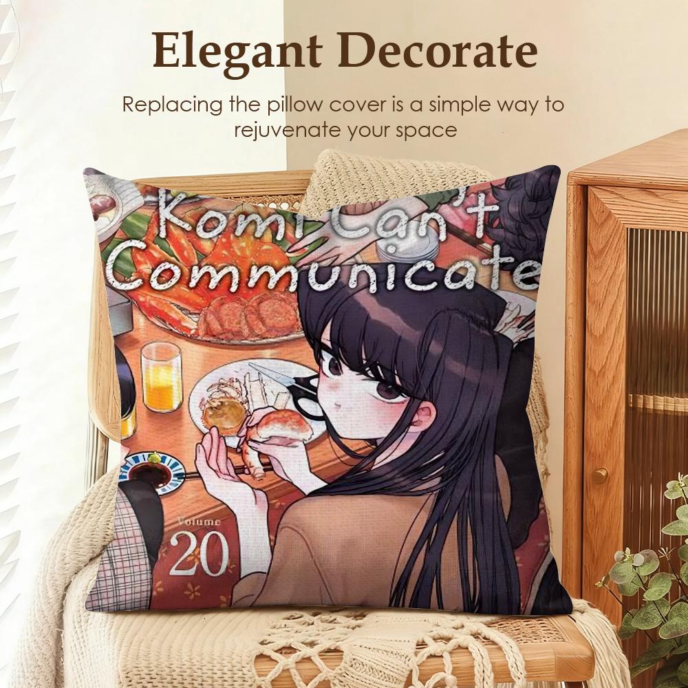 KKomi Cant Communicate Cushion Cover Natural Linen Organic Fabric DoubleSided Printing Sofa Home Decor Gift Pillow Case