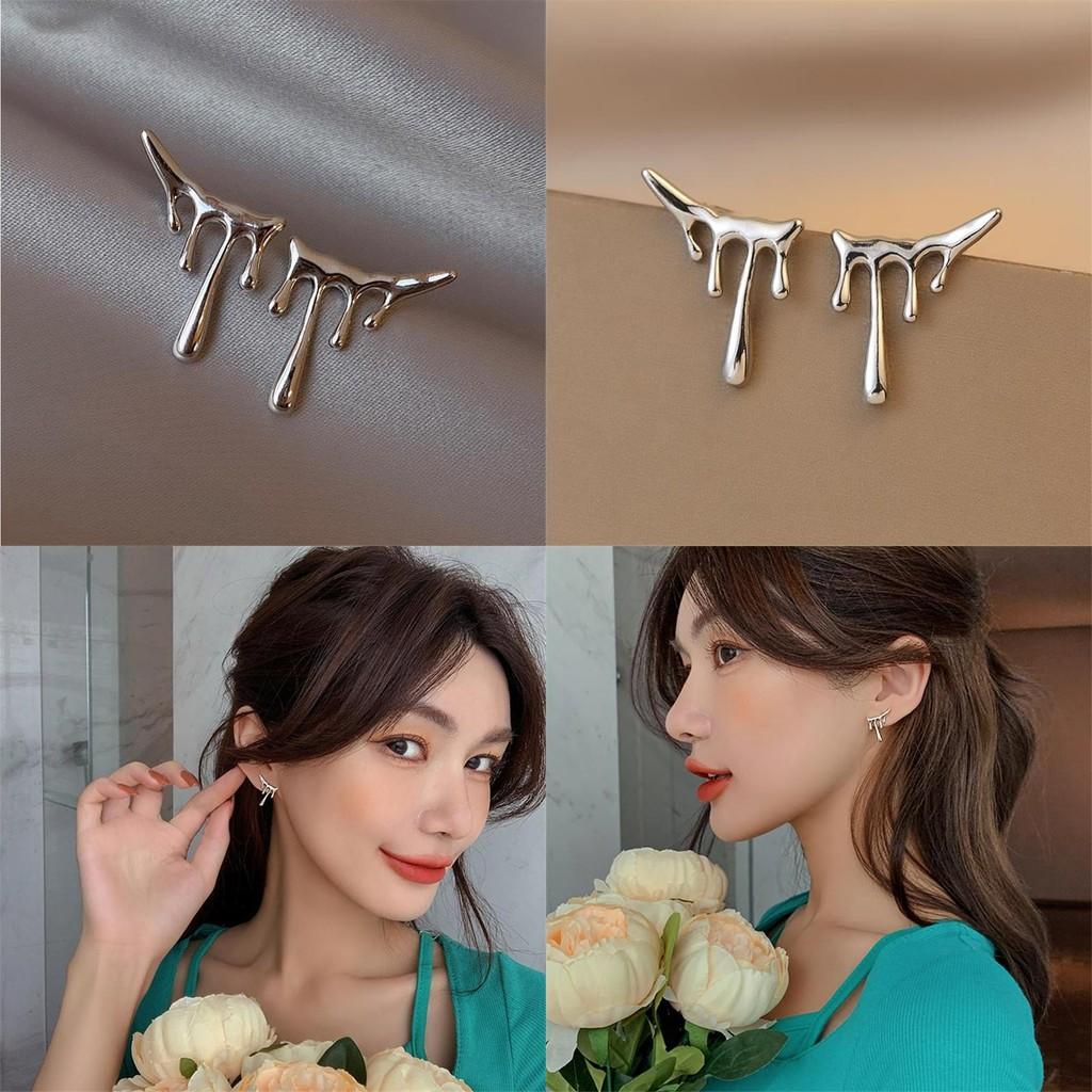 Stylish Silver Plated Asymmetric Earrings For Women Trendy Geometric Teardrop