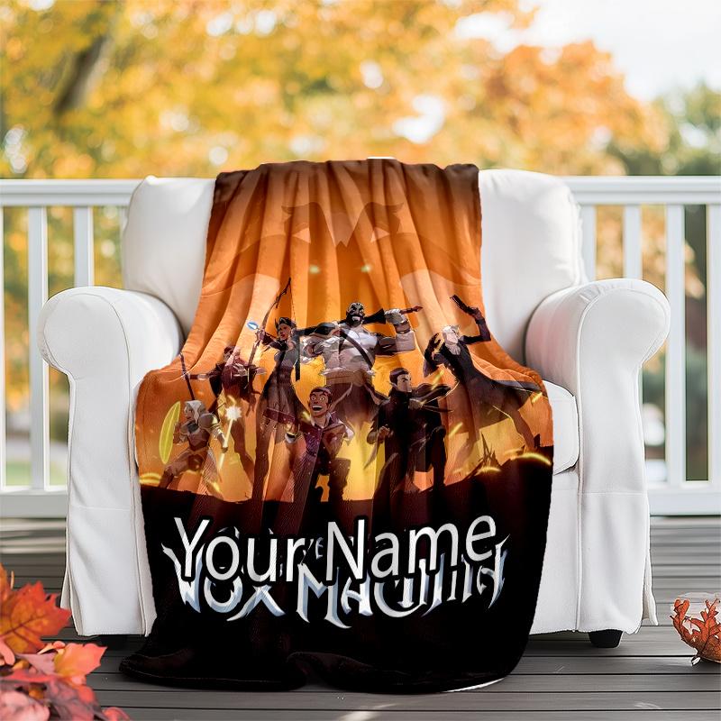 Custom Name Vox Machina Theme Printed Blanket - Perfect for Couch, Bed, Travel & Outdoor Use | Machine Washable, Cozy & Durable.