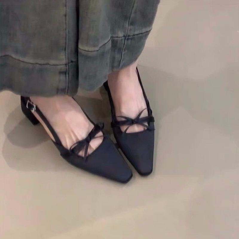 

Fashion Bow Strap Women s Slippers 2025 Summer New Fashion Shoes for Design Open Toe Thick Heel Outdoor Slippers Ladies Zapatillas Mujer 35 чёрный