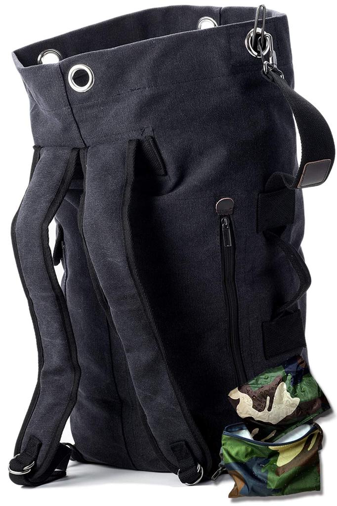 Rustic Canvas Large Capacity Rain Cover Storage Bag 20L 30L Robust Cotton Canvas Backpack Side Zipper Pocket Model Black L Cover [KIRIRU] × Men's