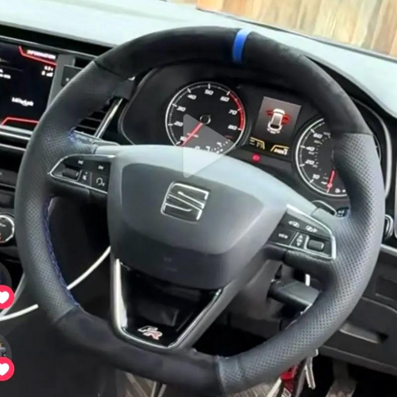 DIY copper stripe suede Car Steering