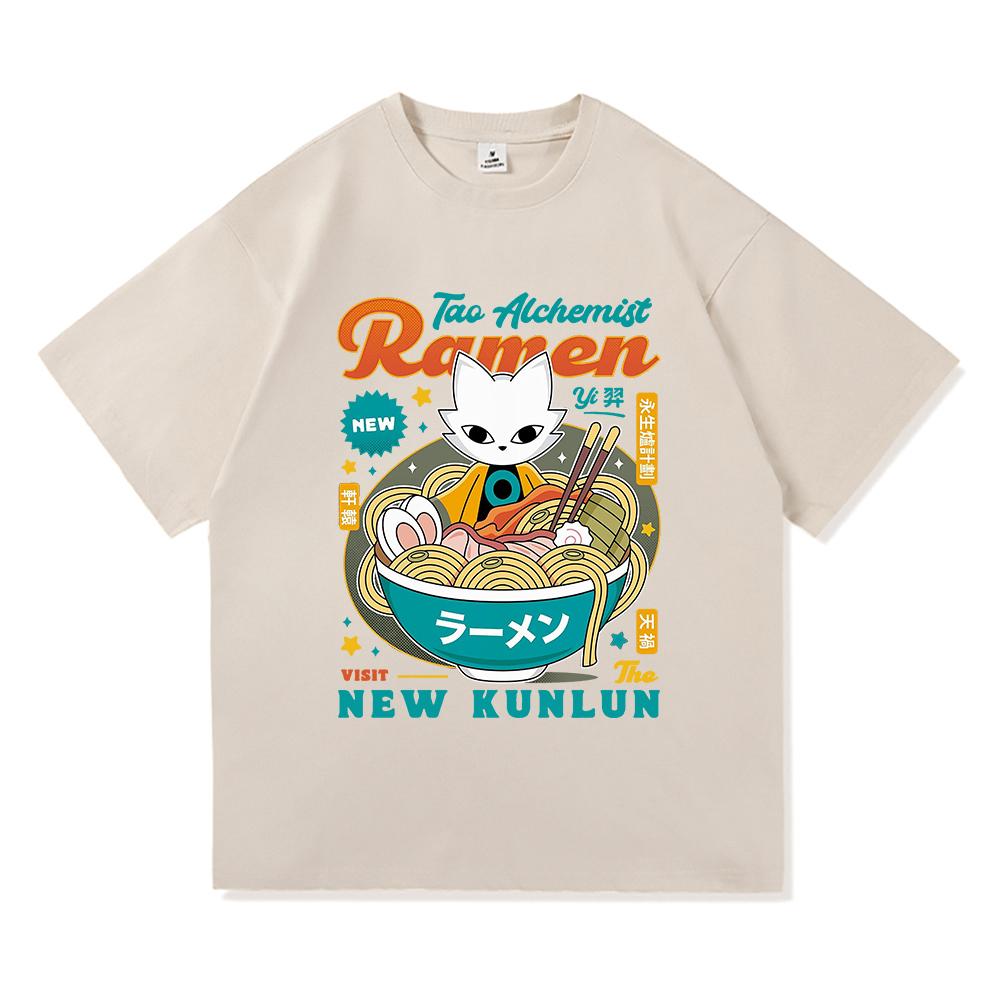 Funny Cute Nine Sols Yi Ramen T Shirt Men/Women Japanese Anime Noodles T-Shirt Unisex Video Game Vintage Sand Cotton Tees Shirts