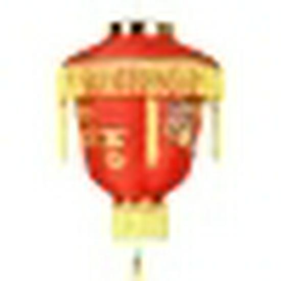 Waterproof Silk Folding Lantern - Colorful Red Floral & Bird Design 12 inch